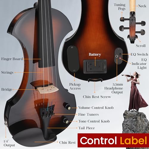 Pyle Silent Electric Violin with Amplifier Kit - Image 4