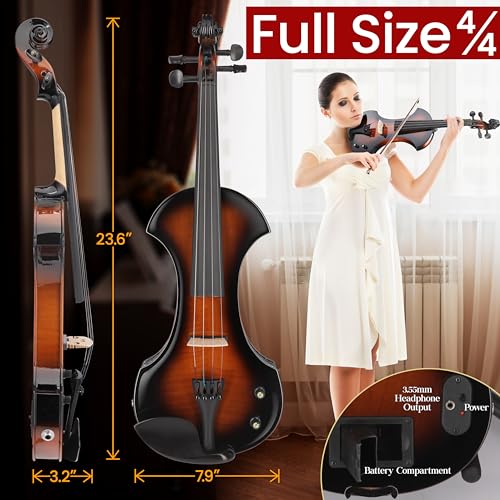 Pyle Silent Electric Violin with Amplifier Kit - Image 5