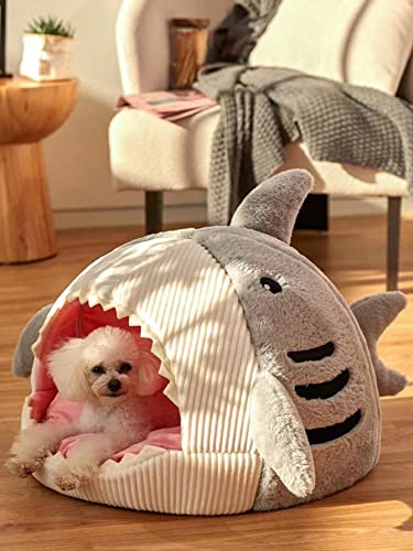 QWINEE Cat Mat Shark-Shaped Kitten Bed Hideout House - Image 3