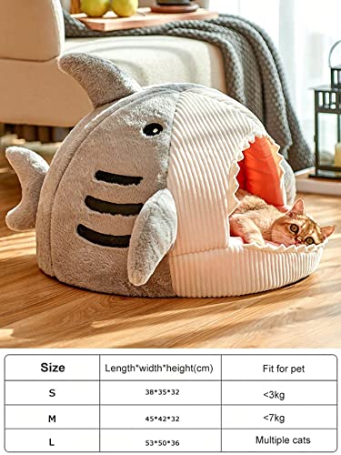 QWINEE Cat Mat Shark-Shaped Kitten Bed Hideout House - Image 5