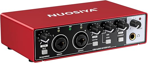 NUOSIYA Red USB Audio Interface 2x2 24Bit/192kHz
