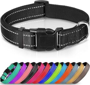 Joytale Reflective Dog Collar, Soft Neoprene, Black, M