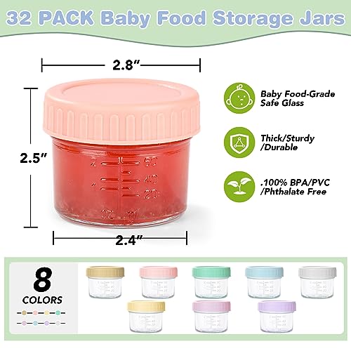 RowinsyDD 32-Pack Leakproof Glass Baby Food Jars - Image 3