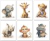 Lavema Safari Animal Nursery Wall Art Set – 8 x 10 Unframed