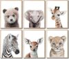 Handmade Safari Animals Wall Art Prints – Set of 6-8×10 – Unframed