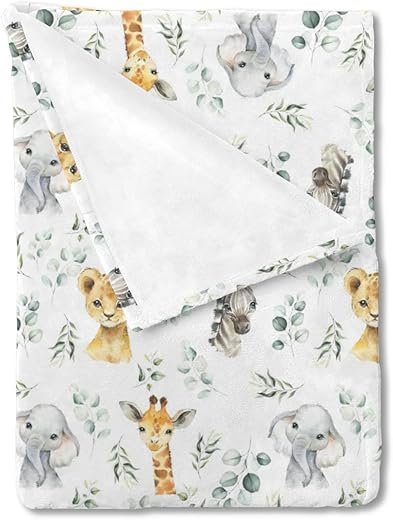 HawSkgFub Safari Jungle Animal Baby Blanket, 123ABC