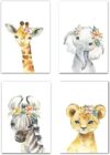 Designs by Maria Inc. Safari Nursery Decor Set, Flower Crown Watercolor Wall Art (8…)