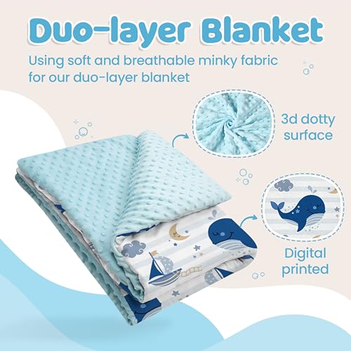 SANDJEST Whale Baby Blanket β Soft Minky 30x40 - Image 2