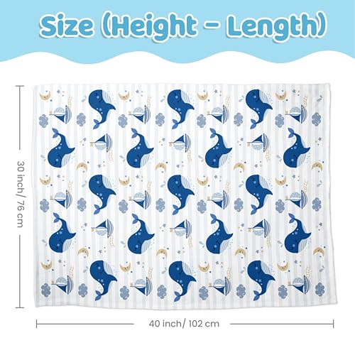 SANDJEST Whale Baby Blanket β Soft Minky 30x40 - Image 3
