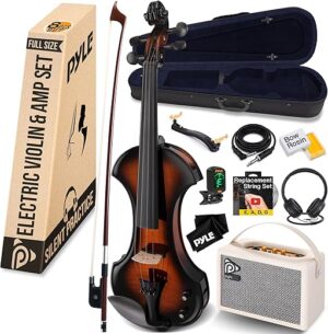 Pyle Silent Electric Violin with Amplifier Kit