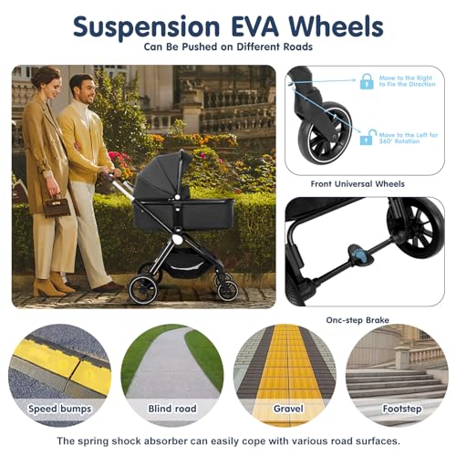 SIMPLGIRL Baby Stroller With Removable Bassinet - Image 3