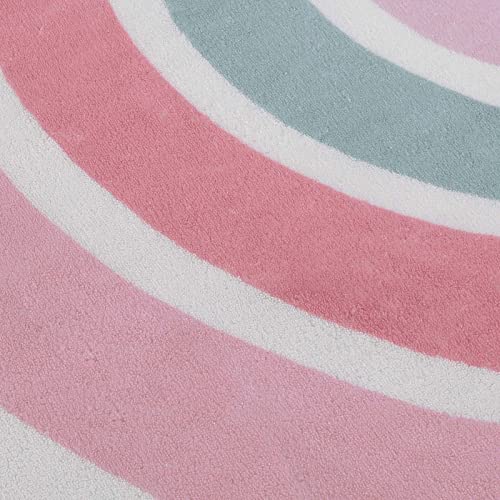STARUIA Pink Rainbow Washable Hexagon Kids Rug - Image 4