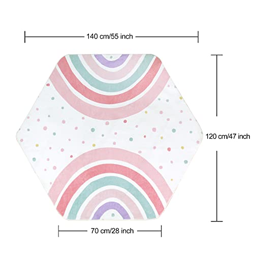 STARUIA Pink Rainbow Washable Hexagon Kids Rug - Image 2