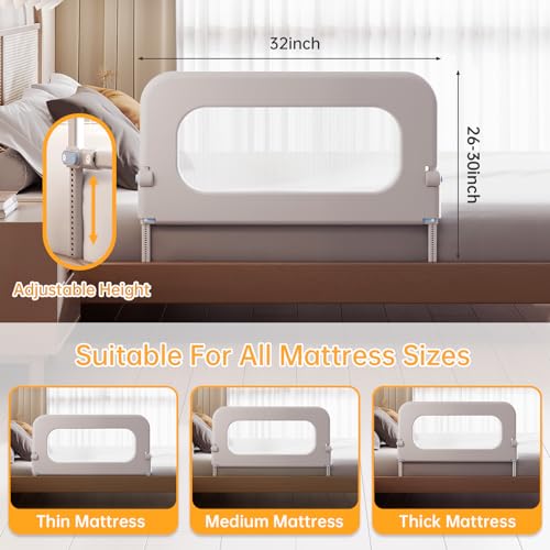 strentiki Baby Bed Guard Rail - 32in Adjustable - Image 4