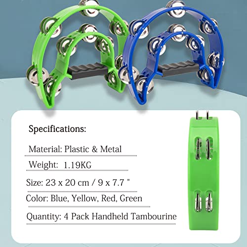 SZLYYDS 4 Pack 9" Tambourines, Double Row - Image 2