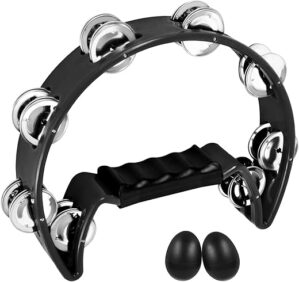 EASTROCK Tambourine With Metal Jingles And Egg Shakers