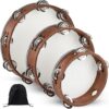Wirmevi Tambourines For Adults, 3 PCS Wooden