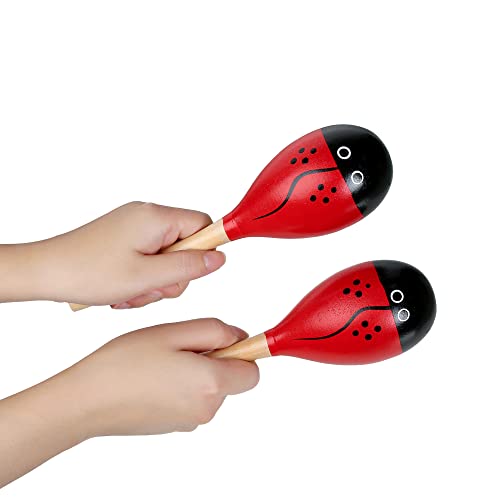 TDOCK Wooden Shaker Musical Percussion Instrument, Red - Image 2