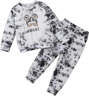 KIDLAGA Toddler Girl Graphic Top Leopard Pants Outfit