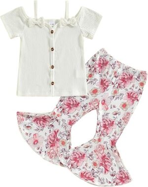 Fernvia Toddler Girl Summer Clothes Set 1-6T
