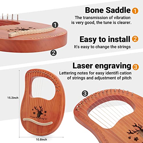 Topnaca Lyre Harp 16 Strings, Mahogany Body - Image 3