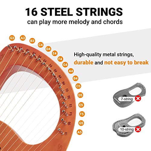 Topnaca Lyre Harp 16 Strings, Mahogany Body - Image 4