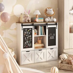 Vabches Toy Storage Organizer With Blackboard, Bookcase