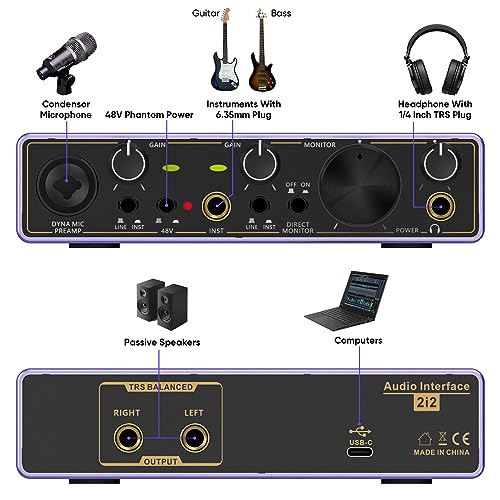 Ueteto 2i2 USB Audio Interface for Recording - Image 5