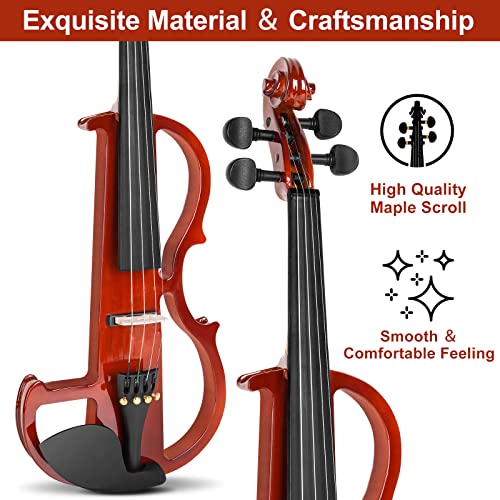 Vangoa 3/4 Silent Electric Violin Kit, Red - Image 4
