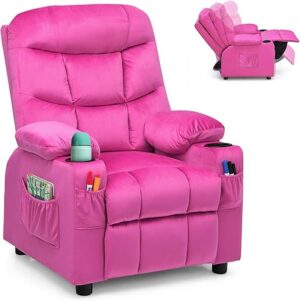 Costzon Velvet Recliner Chair With Cup Holder