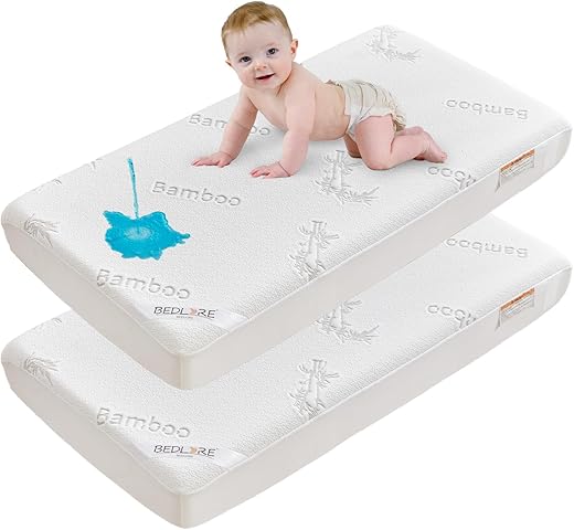 BEDLORE Waterproof Crib Mattress Protector 2 Pack