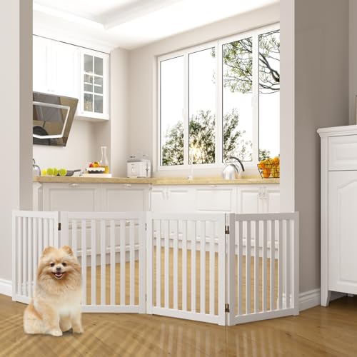 WELLAND Freestanding Pet Gate, 4 Panel, Foldable Indoor Fence - Image 3