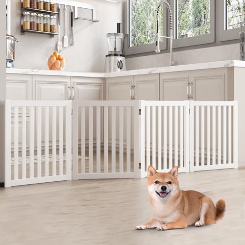 WELLAND Freestanding Pet Gate, 4 Panel, Foldable Indoor Fence - Image 4