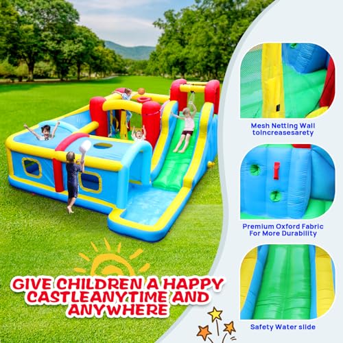 WELLFUNTIME Inflatable Water Slide Park with Blower - Image 2
