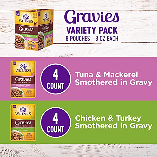 Wellness Gravies Grain-Free Wet Cat Food, 3 oz Pouches - Image 2