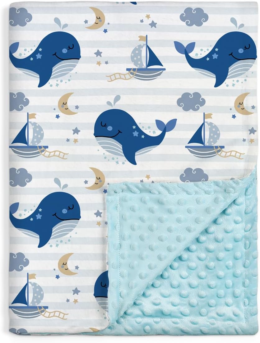 SANDJEST Whale Baby Blanket β Soft Minky 30x40