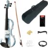 Kinglos White Blue Flowers Electric Violin DSG1201