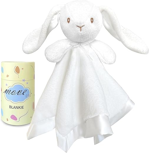 MOVEPAI White Bunny Baby Lovey Blanket