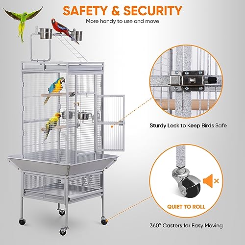 ZENY Large Parrot Cockatiel Bird Cage, 61-Inch - Image 4
