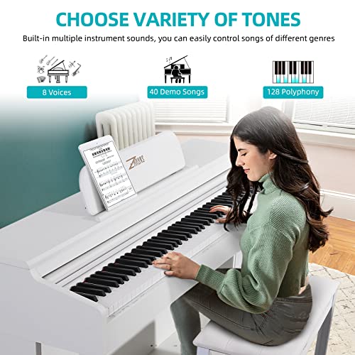 ZHRUNS Digital Piano, 88 Heavy Hammer Keys, Electric Keyboard, Music Stand - Image 3