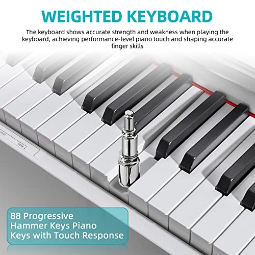 ZHRUNS Digital Piano, 88 Heavy Hammer Keys, Electric Keyboard, Music Stand - Image 2
