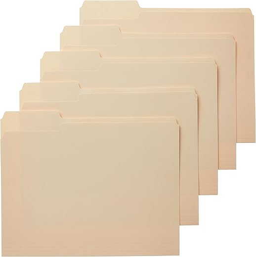 Amazon Basics 1/3-Cut Tab Assorted File Folders, Letter Size