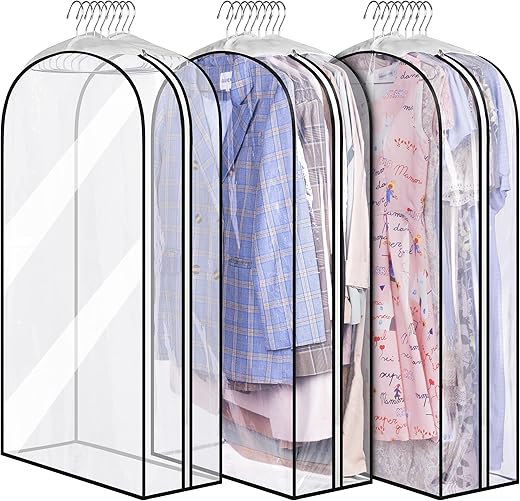 MISSLO 10" Gusseted Clear Garment Bags, 3 Pack