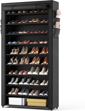 ROJASOP 10 Tier Shoe Rack With Covers