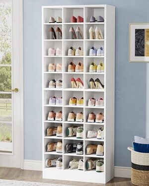 Tribesigns 10-Tier Shoe Storage Cabinet, White