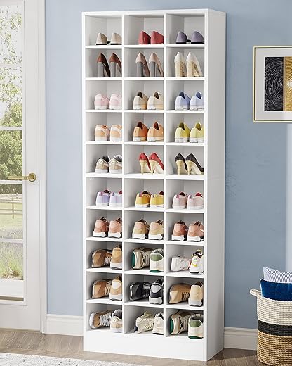 Tribesigns 10-Tier Shoe Storage Cabinet, White