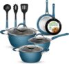 NutriChef 11 Pc Non Stick Cookware Set, Royal Blue