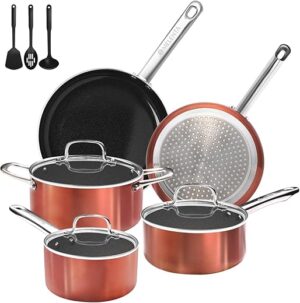 M MELENTA 11pcs Non Stick Ceramic Cookware Set
