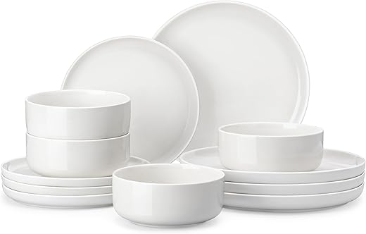 MALACASA 12-Piece Porcelain Dinnerware Set, White