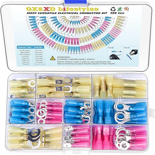 QX&XD lifestyles 125PCS Heat Shrink Wire Connectors Kit